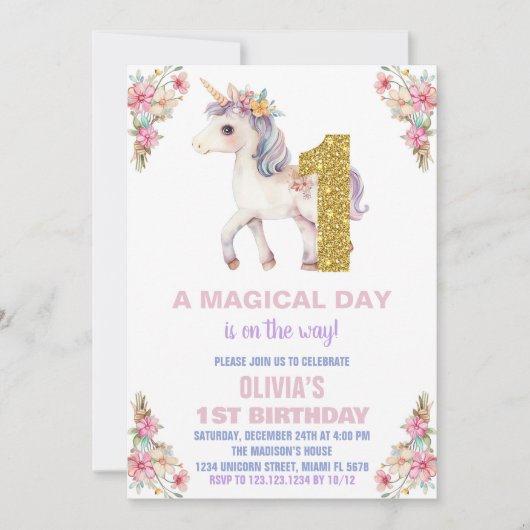 Blumenhorn Einladung zum Geburtstag (Vorderseite)