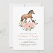 Blumenhorse Girl Babydusche Einladung (Vorderseite)