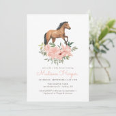 Blumenhorse Girl Babydusche Einladung (Stehend Vorderseite)