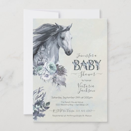 Blumenhorse Ranch Kinderdusche Einladung (Vorderseite)