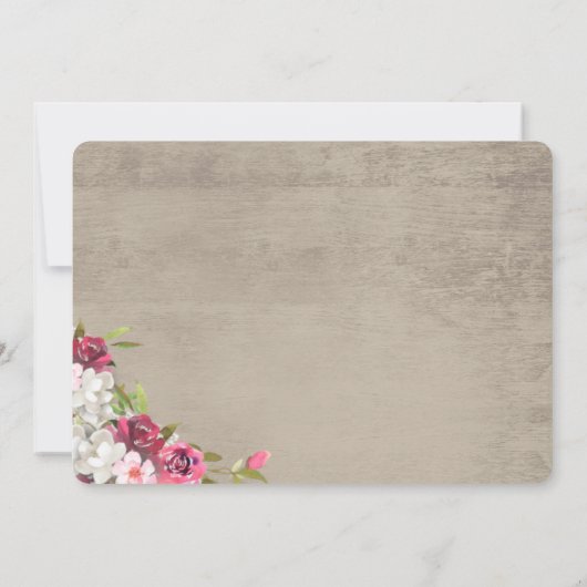 Blumenhorseshoes Rustikale Hochzeitseinladung Einladung (Rückseite)