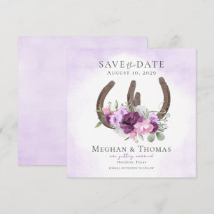 Blumenhufeisen Save the Date Lila