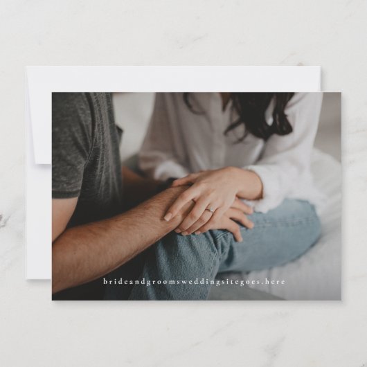 Blumenhufeisen wachsen Save the Date mit Foto Einladung (Rückseite)