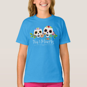 Blumenhülsen-Shirt zuckerskulls Dia de Muertos T-Shirt