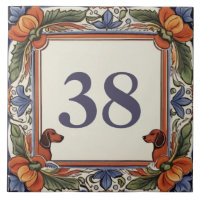 Blumenhund mit eigener Hausnummer Schild Plaque