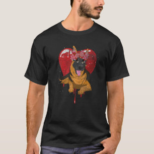 Blumenhund  Tier Haustierbesitzer Blumen Deutscher T-Shirt