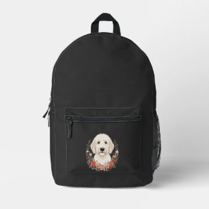 Blumenhundefoto Botanischer Kranz Bedruckter Rucksack