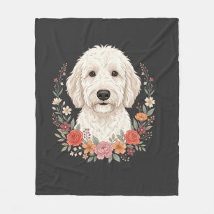 Blumenhundefoto Botanischer Kranz Fleecedecke