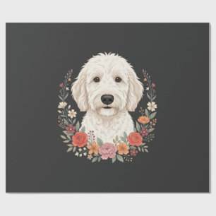 Blumenhundefoto Botanischer Kranz Geschenkpapier