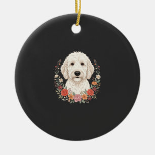 Blumenhundefoto Botanischer Kranz Keramik Ornament