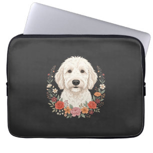 Blumenhundefoto Botanischer Kranz Laptopschutzhülle