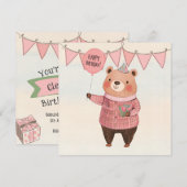 Blumenhütte mit rosa Kariertem Pullover Einladung (Vorne/Hinten)