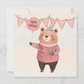 Blumenhütte mit rosa Kariertem Pullover Einladung (Vorderseite)