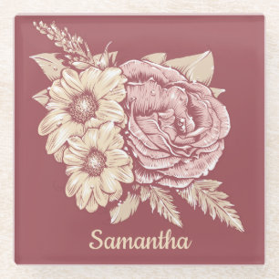 Blumenillustration Glasuntersetzer