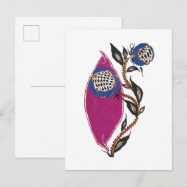Blumenillustration im Schablonen-Druckstil Postkarte