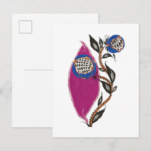 Blumenillustration im Schablonen-Druckstil Postkarte
