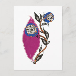 Blumenillustration im Schablonen-Druckstil Postkarte