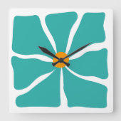 Blumenillustration Quadratische Wanduhr (Vorderseite)