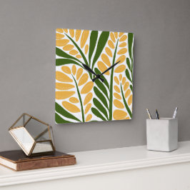 Blumenillustration Quadratische Wanduhr