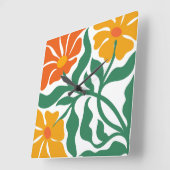 Blumenillustration Quadratische Wanduhr (Winkel)