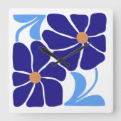 Blumenillustration Quadratische Wanduhr (Vorderseite)