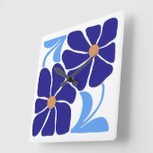 Blumenillustration Quadratische Wanduhr (Winkel)