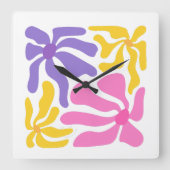 Blumenillustration Quadratische Wanduhr (Vorderseite)