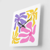 Blumenillustration Quadratische Wanduhr (Winkel)