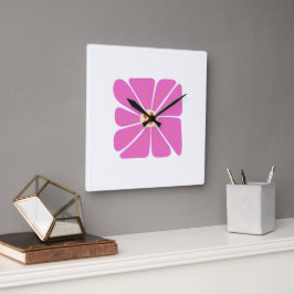 Blumenillustrationskunstwerk Quadratische Wanduhr