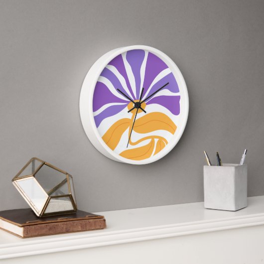 Blumenillustrationskunstwerk Uhr (Büro)