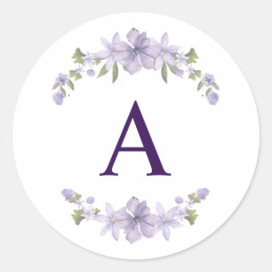 Blumeninitial-Aufkleber   Personalisiertes Monogra Runder Aufkleber