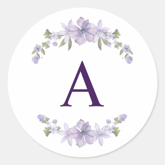Blumeninitial-Aufkleber | Personalisiertes Monogra Runder Aufkleber (Vorderseite)