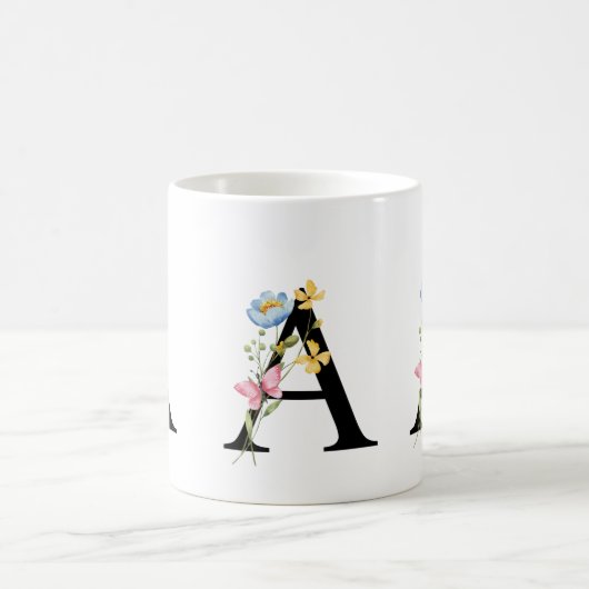 Blumeninitialen Monogramm A Tasse (Mittel)