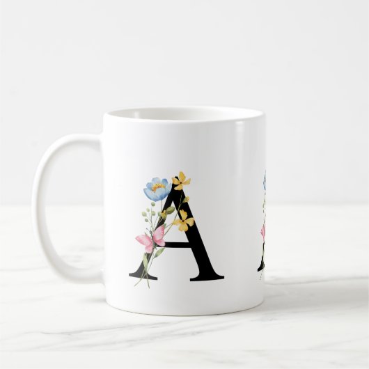 Blumeninitialen Monogramm A Tasse (Links)