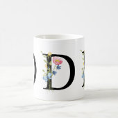 Blumeninitialen Monogramm D Tasse (Mittel)