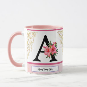Blumeninitialen-Tasse – Buchstabe A Monogramm Pe Tasse