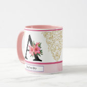 Blumeninitialen-Tasse – Buchstabe A Monogramm | Pe Tasse (Vorderseite Links)