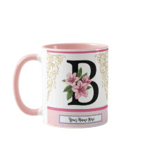 Blumeninitialen-Tasse – Buchstabe B Monogramm | Pe