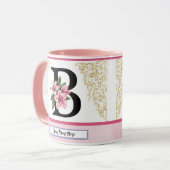 Blumeninitialen-Tasse – Buchstabe B Monogramm | Pe Tasse (Vorderseite Links)