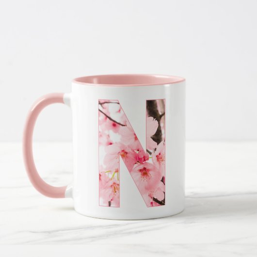 Blumeninitialen-Tasse mit N | Personalisierter Nam Tasse (Links)