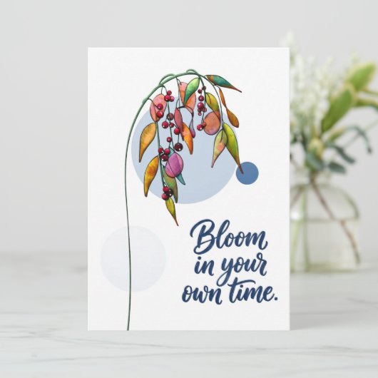 Blumeninspiration mit Beeren Einladung (Stehend Vorderseite)