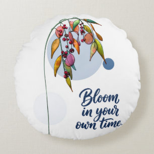 Blumeninspiration mit Beeren Rundes Kissen
