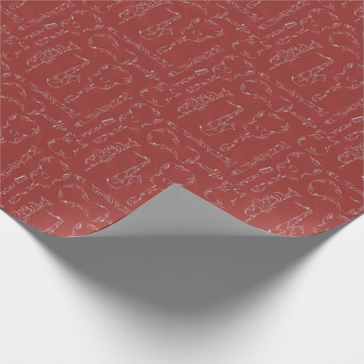 Blumeninstrumente in Rot Geschenkpapier (Ecke)