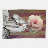 Blumenintrikum Rosa-Peony-Maske Geschirrtuch (Horizontal)