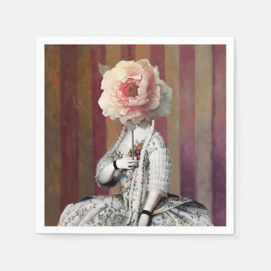 Blumenintrikum Rosa-Peony-Maske Serviette (Vorderseite)