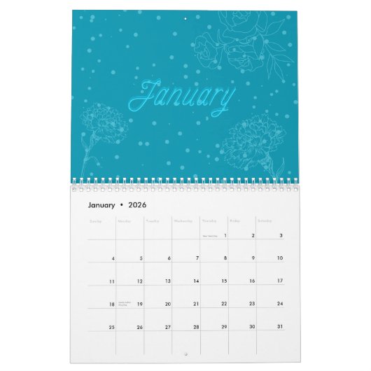 Blumenjahr: niedliche bunt saisonale Blume Kalender (Jan 2026)