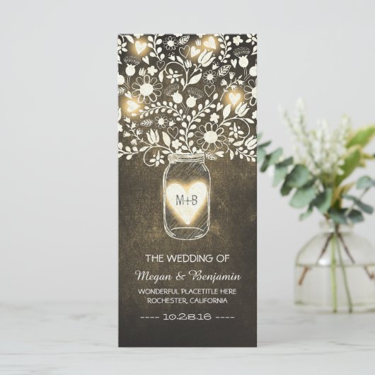 Blumenjar Gelbe Hochzeitsfeier Programm (Stehend Vorderseite)