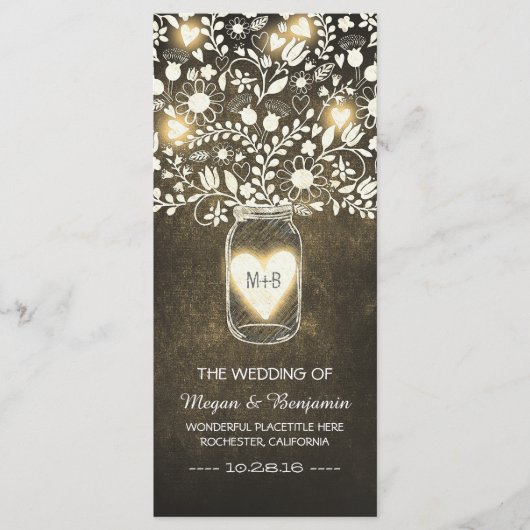 Blumenjar Gelbe Hochzeitsfeier Programm (Vorderseite)