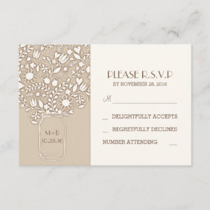 Blumenjar Hochzeit RSVP Karten