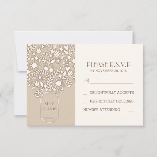 Blumenjar Hochzeit RSVP Karten (Vorderseite)